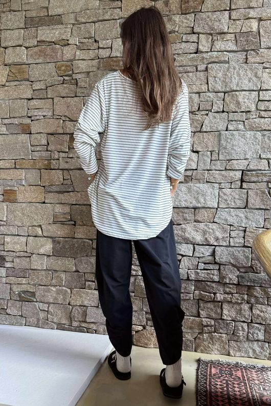 Agnes Stripe Trapeze Top White